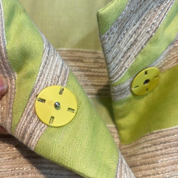 Lafayette 148 Blazer Jacket Womens Green Cream Stripe Linen Blend 3X - Picture 12 of 13